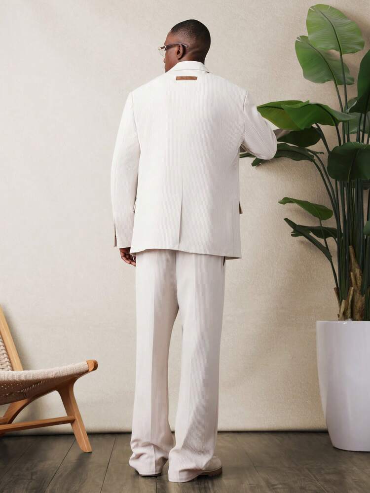 SUMWON Double Breasted Pinstripe Blazer Classic Formal Business Suit Jacket Professional Office Wear