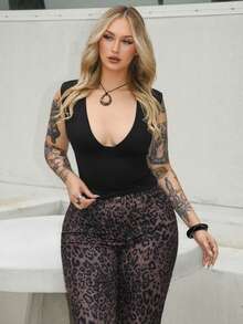 Arliah Women Deep V Neck Fitted Casual Tank Top, Spring/Summer - Black - View 6