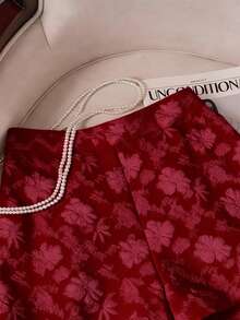 GlowEve CURVE Plus Size Fashionable Jacquard Versatile Shorts - Burgundy - View 3