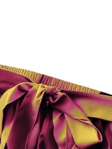 Franclia 加大码前系带全印花半身裙，休闲日常穿着长款女装，六月节主题，非洲印花，非洲服饰，日落色，哈瓦那之夜，女式半身裙，波西米亚风半身裙 - 彩色 - 查看 5