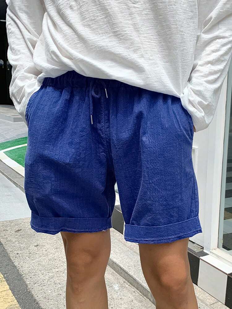 Men's White Long Sleeve T-Shirt And Shorts Set, Spring/Summer