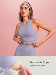 GLOWMODE Intertwine Tank Top Bra Low Impact Yoga Daily Fall Winter - Purple - View 2