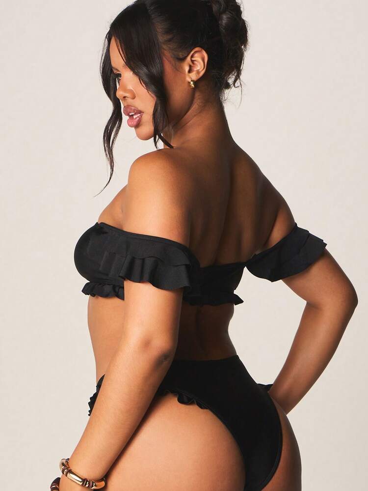 MISSGUIDED Ruffle Detail High Waisted Bikini Bottoms With Decorative Frills And Mid Rise Coverage For Beach Swimming Pool Vacation Summer Beachwear