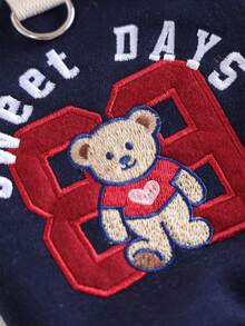 PETSIN 1pc Cat/Dog Universal Clothes, Cute College Style Bear Fake Two-Piece Pullover, Fashionable Casual Sports Shirt - Multicolor - View 10