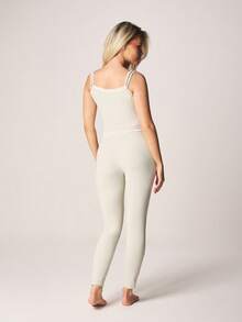 MISSGUIDED Ribbed Tank Top And Leggings Pajama Set Sleepwear Loungewear Cami Crop Top Two Piece Outfit Casual Comfortable Nightwear - Green - View 3