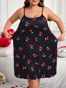 SHEIN CURVE+ Kurvenreich Plus /Valentinstag/Damen Große Größen Lässig Buchstaben Muster Trägerkleid, geeignet für den Valentinstag - Verschiedenfarbig - Übersicht 3