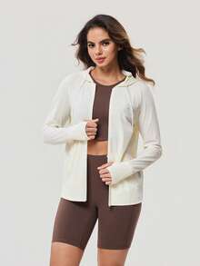 OutZeal Women Sun-Proof Jacket Summer Camping Hiking UV Protection Quick-Drying Cool Touch Hooded Long Sleeve Feature Thumbhole - White - View 8