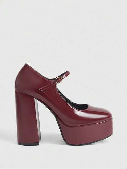 CUCCOO LuxiPop Women's Thick Sole Round Toe High Heel Pumps, Elegant Leather Dress Shoes, Sexy Club/Runway Style, All Season