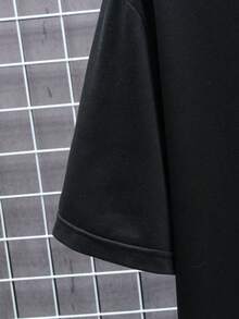 Men's fashionable printed short-sleeved crew neck casual summer short-sleeved top, machine washable, comfortable outdoor casual wear, machine washable shirt - Negro - Ver 4