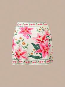 Swim Oasis 2026新款三件套女士印花泳衣，含裙子和网纱裤，沙滩度假休闲连体泳衣套装，夏季 - 彩色 - 查看 6