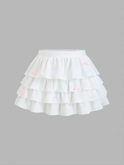 Sweetra Falda corta con volantes y lazo, estilo dulce y lindo Y2K, versátil para salidas, citas, playa, vacaciones, escuela, cumpleaños, primavera/verano