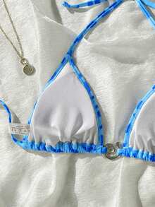 Swim Vcay Leopard Print Beaded Decorated Bikini Top - Multicolor - View 6