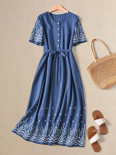 Rusticease Navy Blue Floral Print Elegant Casual Women's Jumpsuit ,Summer Dress Summer Outfit For Women Spring Dress   Party Dress Beach Outfit For Women Graduation Dress Women  Elegant Dresses For Women Casual Women's Dresses Holiday Graphic Outfits For Women