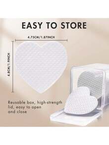 指甲清洁湿巾 - 专业无绒指甲油卸除棉片，UV凝胶清洁纸巾，无香型美甲准备和完成清洁工具（白色心形） - 白色 - 查看 2