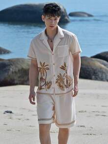 DAZY Men's Printed Short Sleeve Shirt And Shorts Set, Summer Vacation - Multicolor - View 5