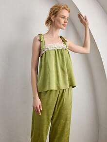 Ocili Women's Comfortable Camisole & Pants Pajama Set, Everyday Wear - Green - View 5