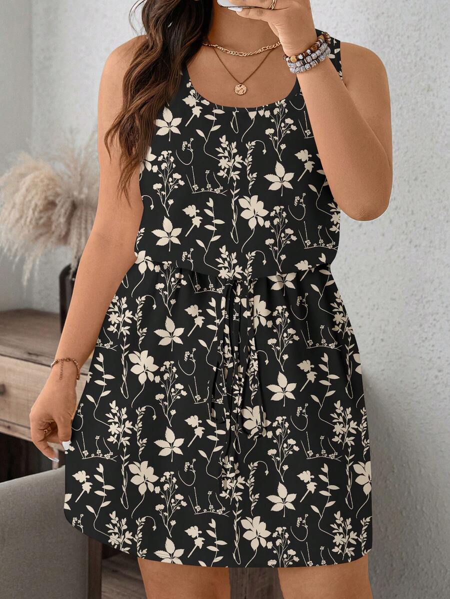 EMERY ROSE Casual Floral Print Elegant Dress For Women, Suitable For Spring, Summer, Beach Vacation - Multicolor - View 1