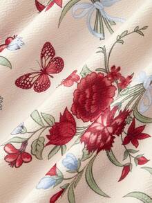 SHEIN MOD 大码女式碎花露肩蝴蝶结荷叶边连衣裙，婚纱，情人节连衣裙，约会连衣裙，春夏连衣裙，度假连衣裙 - 彩色 - 查看 4