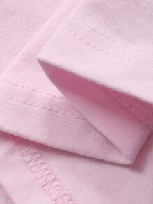 DAZY Pink Frill Trim Cotton Printed T-Shirt For Women, Summer - Pink - View 3