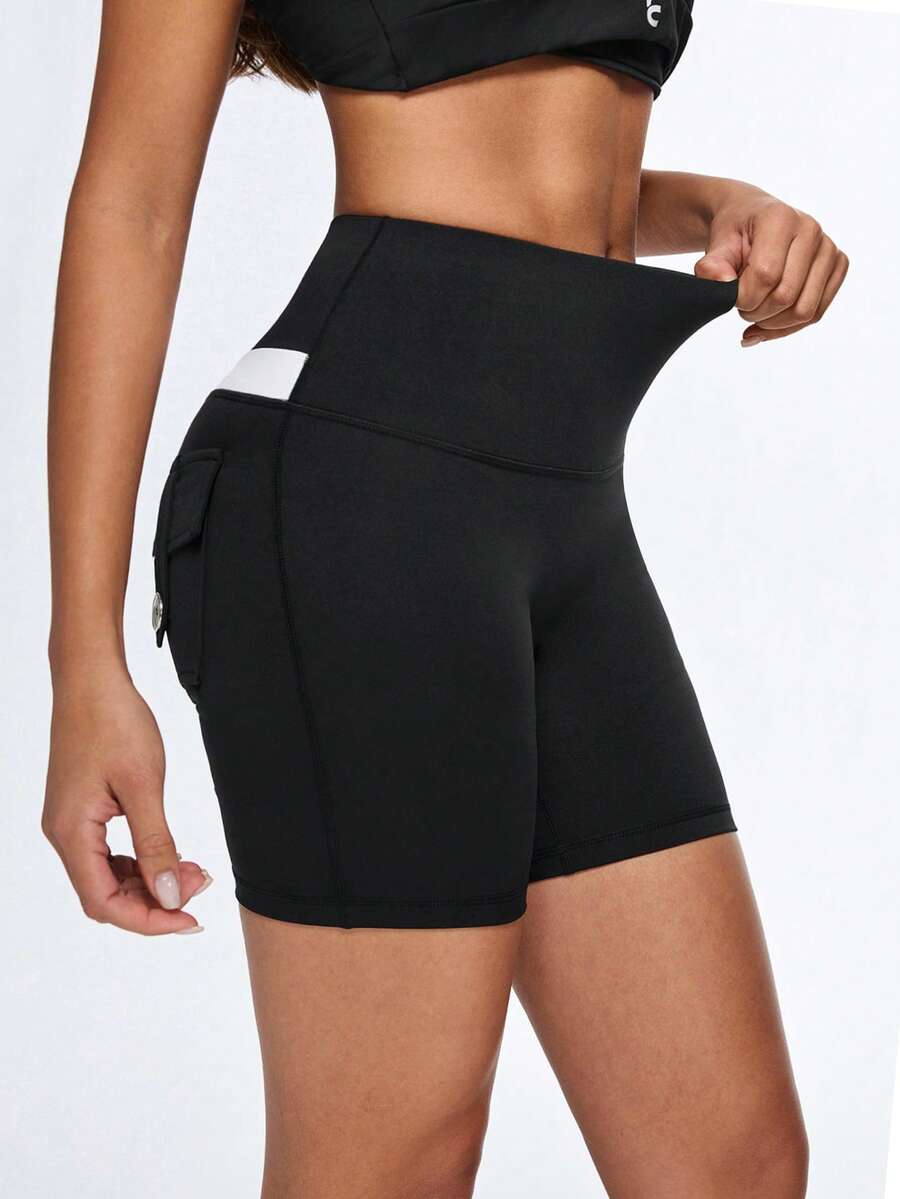 Eassivo Eassivo Women's High Waist Contrast Color Casual Versatile Daily Wear & Sports Shorts - Black - View 1