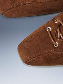 CUCCOO GRLICON Mary Jane Flat Slip-On Lace-Up Women Shoes - Brown - View 5