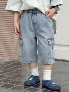 DAZY Young Boys' Fashionable Multi-Pocket Denim Shorts - Blue - View 4