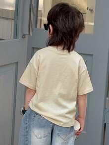 DAZY Toddler Boys' Minimalist Print Round Neck Short Sleeve T-Shirt - Apricot - View 5