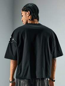 ROMWE MEN Street Life 男士极简印花圆领短袖T恤 - 白色 - 查看 3