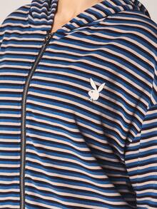 Missguided x Playboy Striped Two Piece Hooded Zip Up Jacket And Wide Leg Trouser Coord Set Loungewear - Multicolor - View 2