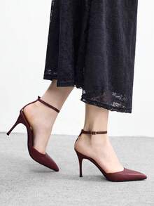 CUCCOO BIZCHIC Women's Pointed Toe Backless High Heel Pumps, Sexy For Spring And Autumn - Burgundy - View 3