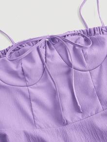 SHEIN MOD Robe cami à bretelles nouées de couleur unie - Prune - Voir 3