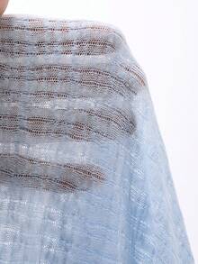 DAZY 男士蓝色镂空圆领长袖T恤，春夏款 - 藍色 - 查看 4