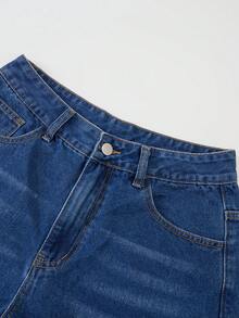 GlowEve Women's Floral Embroidery Knot Design Casual Versatile Daily Wear Denim Jeans - Blue - View 4