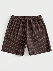 Manfinity RSRT Men's Summer Casual Vacation & Commute Striped Print Drawstring Waist Shorts, Holiday - Brown - View 2