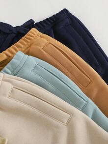 Cozy Pixies Random 4 Pcs Baby Boy Solid Color Knit Soft Elastic Waist Shorts Set - Multicolor - View 4
