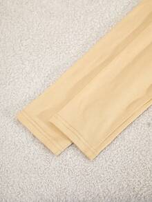 Teen Girls' Casual Colorblock Collar T-Shirt And Pants Set, Spring/Autumn - Khaki - View 7