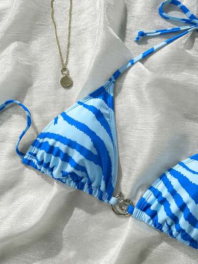 Swim Vcay Leopard Print Beaded Decorated Bikini Top