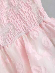 Sweetra 春夏新款设计感十足的高街优雅复古性感修身提花面料度假百搭舒适休闲粉色连衣裙 - 粉色 - 查看 6