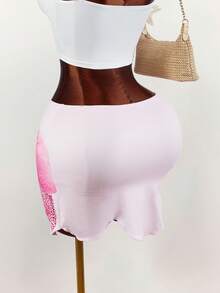 Amplova Women's Asymmetric Floral Skirt, Sexy Design Suitable For Spring And Picnics Spring Women Rave Skirt 2000s Women Y2k Crop Top Y2k Skirt Baby Phat - Pink - View 11