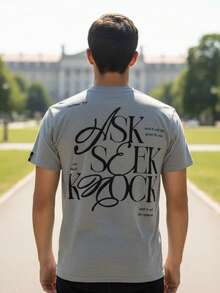 Playera Hombre con Diseño Estampado en Espalda - Gris - Ver 1