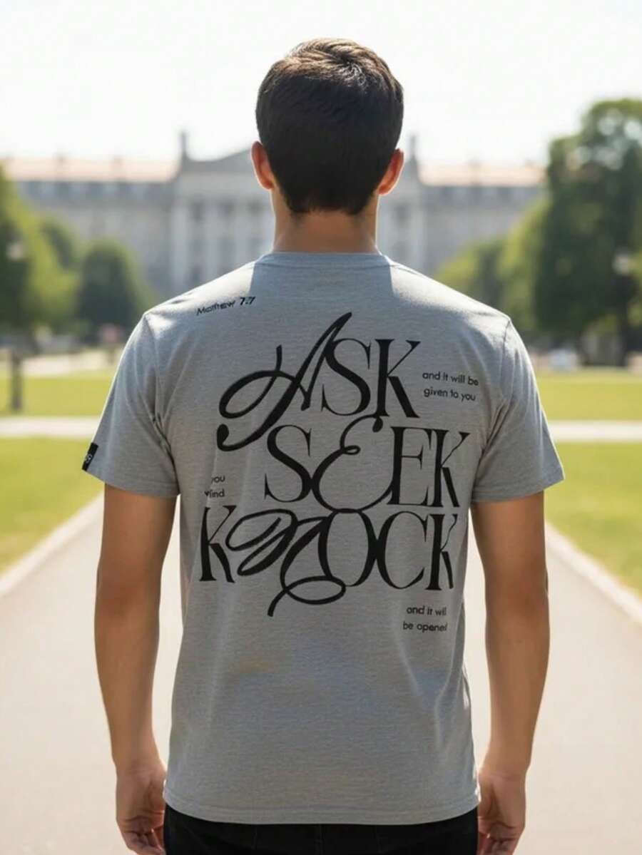 Playera Hombre con Diseño Estampado en Espalda - Gris - Ver 1