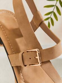 SHUZIA Women Buckled Comfort Chic Everyday Beach Vacation Flat Thong Sandals - Beige - View 6