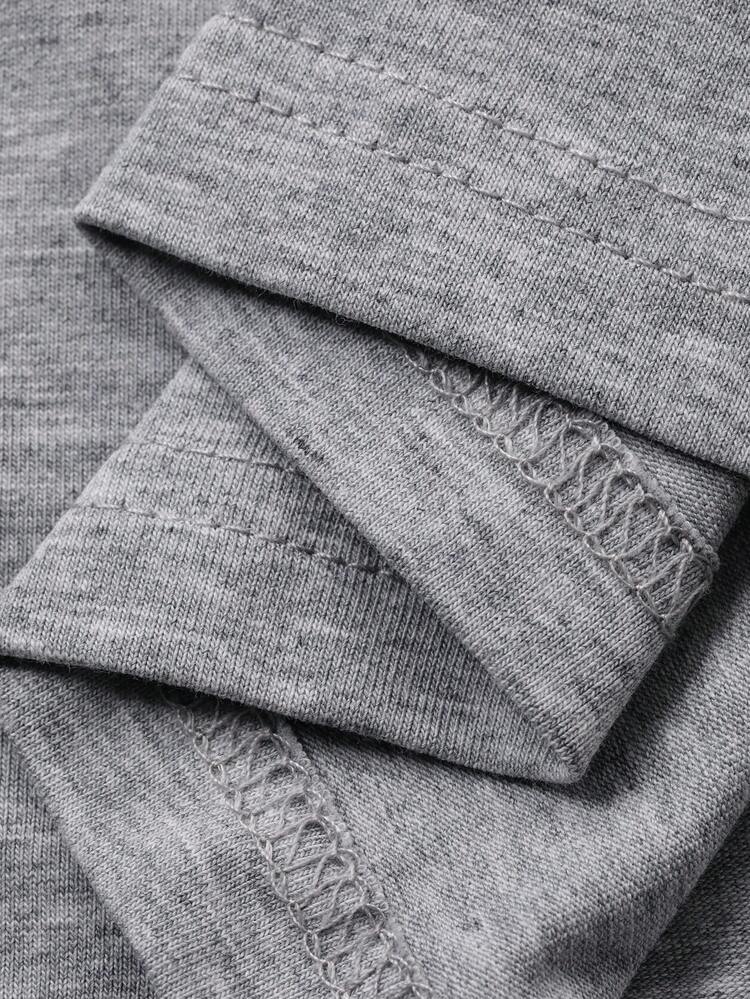 Men's Grey Patchwork Collar Design T-Shirt, Summer