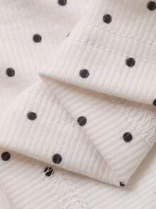 FRIFUL Áo thun ngắn tay nữ chấm bi cổ yếm, kiểu dáng thường ngày, đa năng. - Màu be - Xem 9