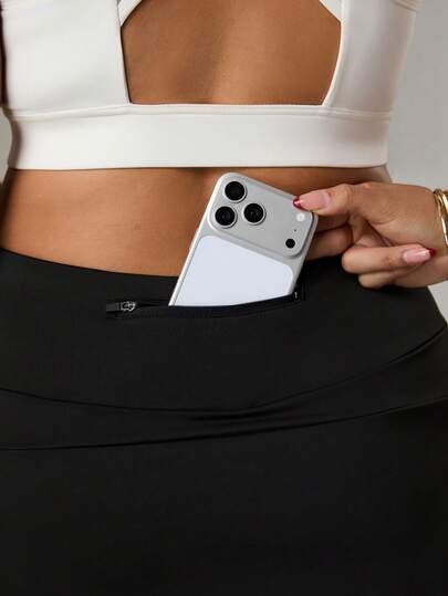 Rhythm Era Plus Size Women's Sports Skirt With Waistband, Zipper Pockets, Lining Shorts, Suitable For Casual Wear, Running, Yoga, Gym, Tennis