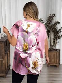 SHEIN CURVE+ 大码印花短袖衬衫 - 彩色 - 查看 2
