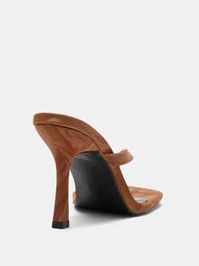 Classic Minimalist Stripe Thong High Heel Sandals For Women - Brown - View 8
