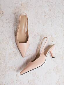 Enchnt Pointed Toe High Heel Pumps For Women, New Autumn Style, Versatile, Delicate, Stiletto Heel, Strap, Sexy Elegant Closed Toe Heeled Sandals, Kitten Heels, Elegant - Dusty Pink - View 2