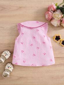 Emery Rose Kids Emery Rose Kids Young Girl Woven Peter Pan Collar Pink Striped Dress,Kids Summer White Bow Embroidered Sailor Dress,Casual Children Clothes,Seashell Cherry Fashion - Pink - View 2