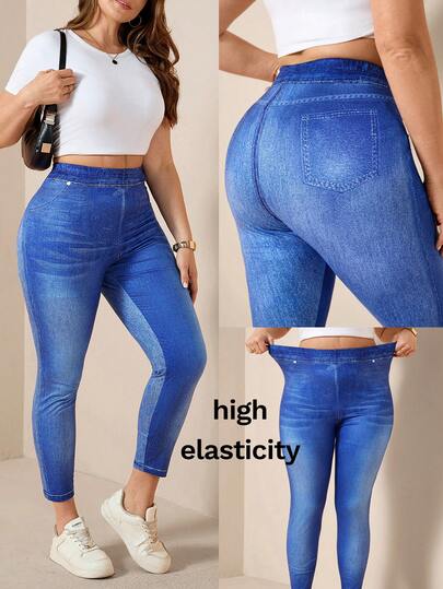 SHEIN LUNE 大码女式休闲百搭日常穿着打底裤